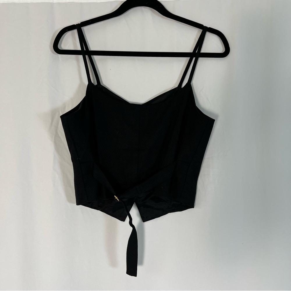 Limited Y2K Black Tank Shirt Vest Gold Button Front - Picture 5 of 7